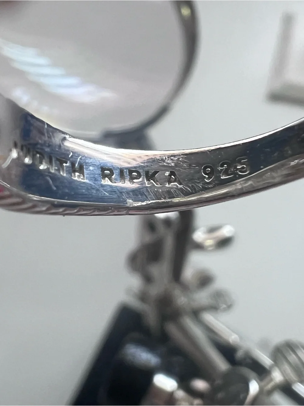 Judith Ripka 925 Sterling Silver 3 Pearl Cable Ring Size 9